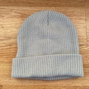 Gray Ribbed Knit Beanie